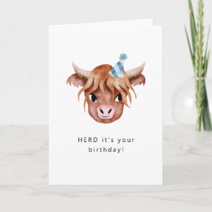 Carte Herd C'est votre vache Highland Birthday