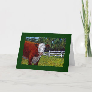 Carte Hereford Cow in Pasture : Illustration : Animal de