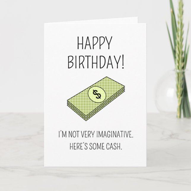 Carte Here's some cash - Birthday card (Devant)