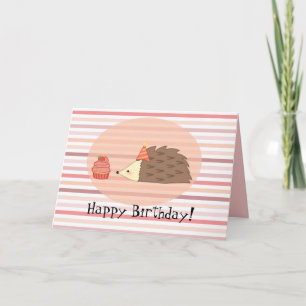 Carte Hérisson et cupcake personnalisés