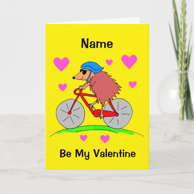 Carte Hérisson Mignon à Vélo pour la Saint-Valentin (Devant)