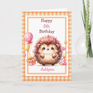 Carte Hérisson Mignon Anniversaire pour Filles de Tout Â