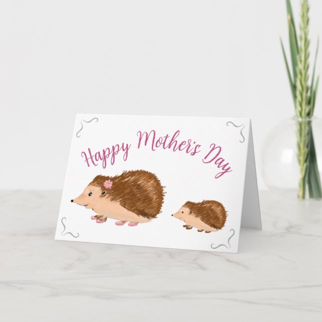 Carte Hérisson Mignon Fête des Mères (Devant)