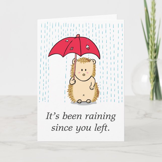 Carte Hérisson mignon mais pitoyable trempé sous la plui (Devant)