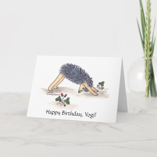 Carte Hérisson Yoga Chien orienté vers le bas (Devant)