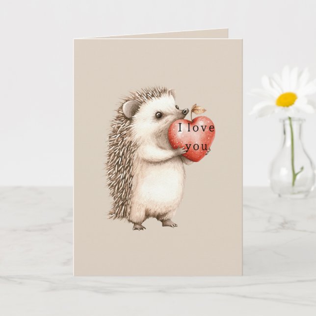 Carte Hérissons avec amour de coeur (Petite plante)