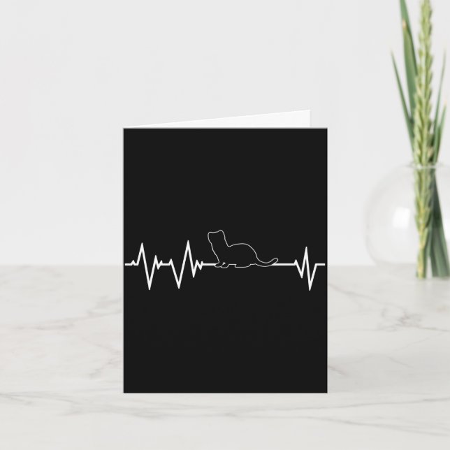 Carte Hermine rythme cardiaque design belette et furet (Devant)