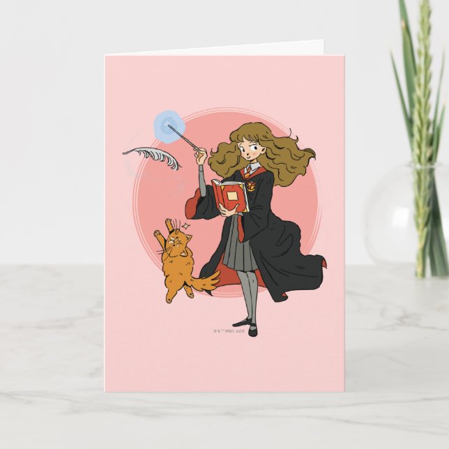 Carte Hermione et Crookshanks Wingardium Leviosa (Devant)