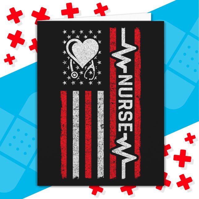 Carte Héros américain Drapeau Héros Coeur Infirmière App (Créateur téléchargé)