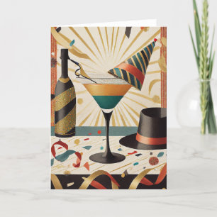 Carte Heure Cocktail Mi-Siècle Nouvel An Design