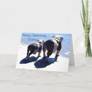 Carte heureuse d'anniversaire de bouledogues