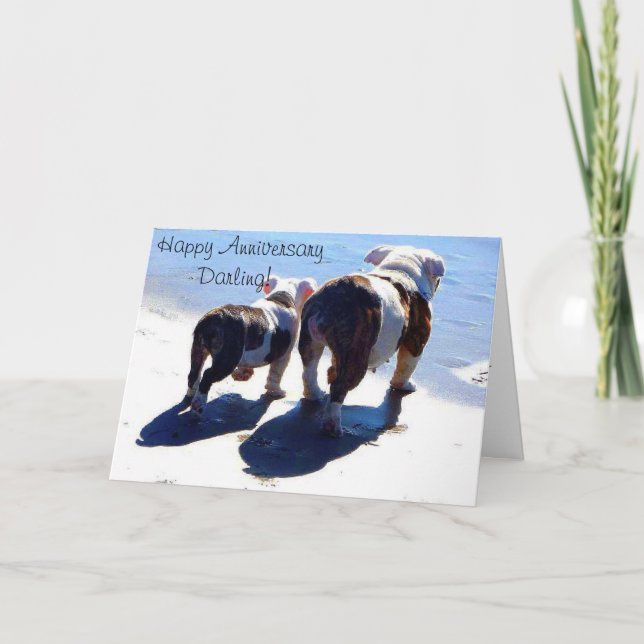 Carte heureuse d'anniversaire de bouledogues (Devant)
