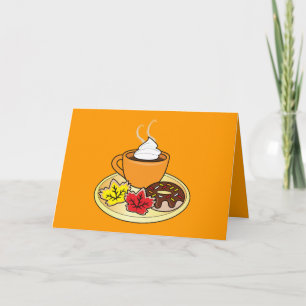 Carte heureuse d'automne avec du café et des