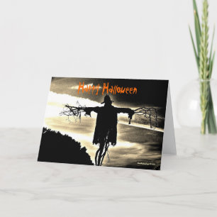 Carte heureuse de Halloween d'épouvantail