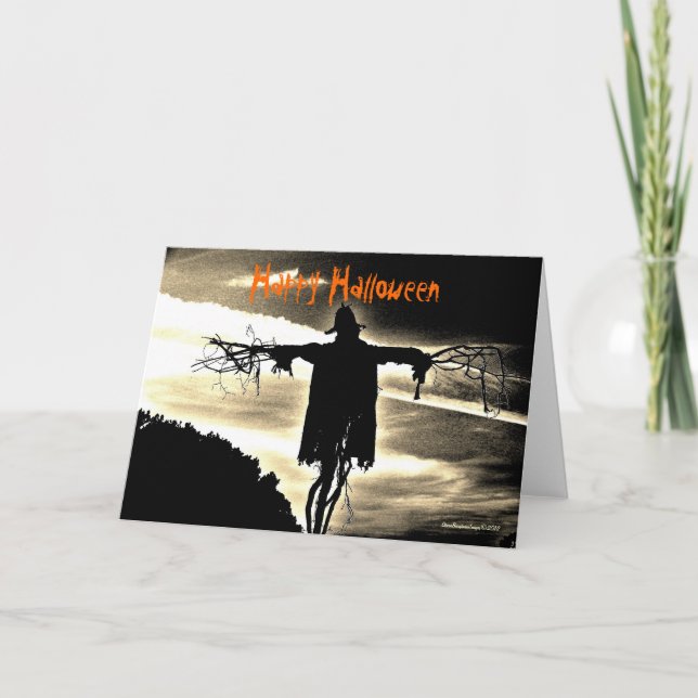Carte heureuse de Halloween d'épouvantail (Devant)