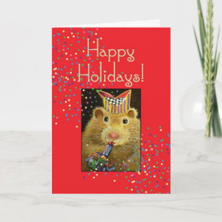 Carte heureuse de hamster de vacances