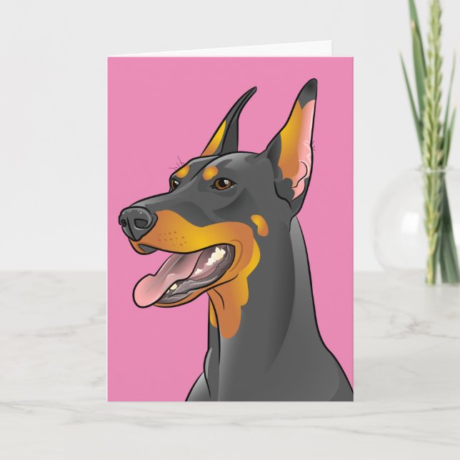 Carte heureuse de maman de dobermann d'art de (Devant)