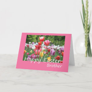 Carte heureuse de tulipe de Pâques de frère