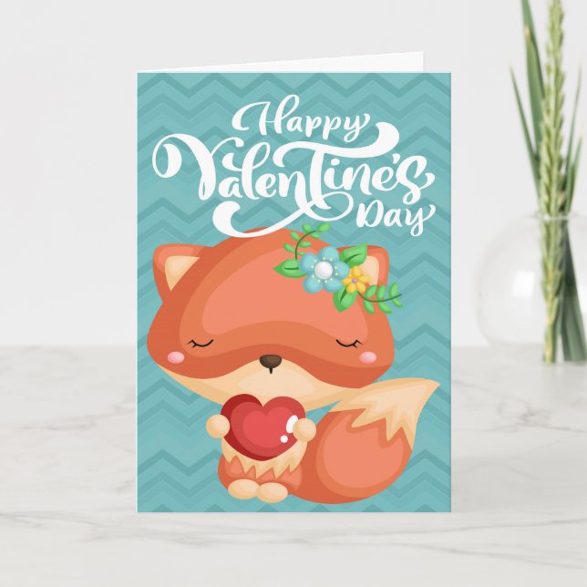 Carte Heureuse Sainte-Valentin Boho Fox (Devant)
