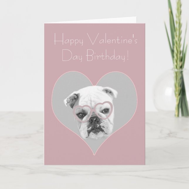 Carte Heureuse Sainte-Valentin Bulldog Anniversair (Devant)