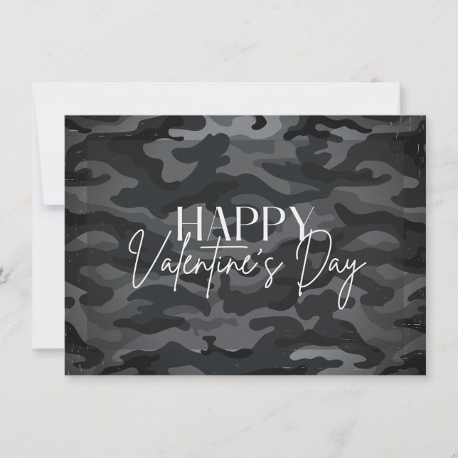 Carte Heureuse Sainte-Valentin Camo Noir (Devant)