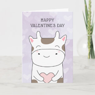 Carte Heureuse Sainte-Valentin   Coeurs de vache moo