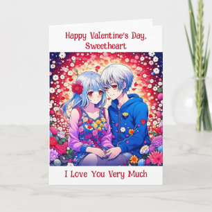 Carte Heureuse Sainte-Valentin Couple d'Anime mignet