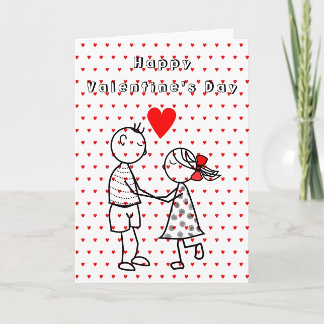 Carte Heureuse Sainte-Valentin Couple En Amour Rom (Devant)