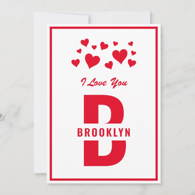 Carte Heureuse Sainte-Valentin de monographie rouge blan (Devant)