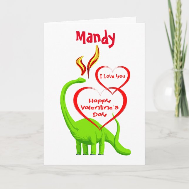 Carte Heureuse Sainte-Valentin Dragon Vert (Devant)