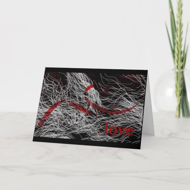 Carte Heureuse Sainte-Valentin en noir et rouge (Devant)