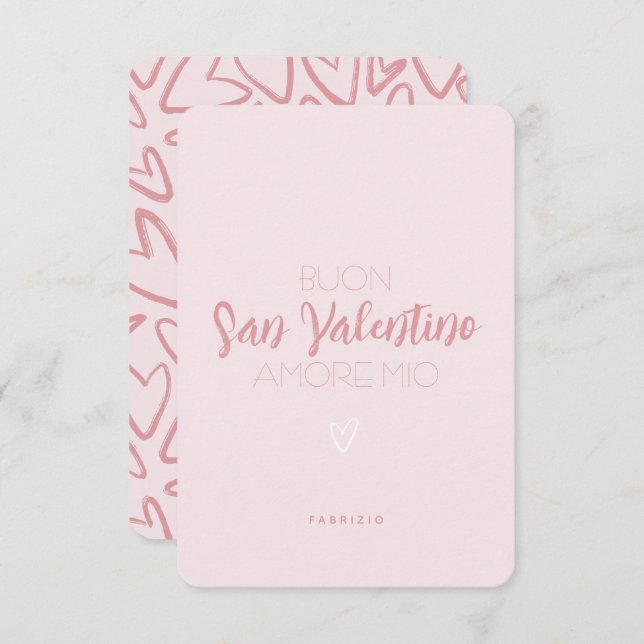 Carte Heureuse Sainte-Valentin en rose - Italien (Devant / Derrière)