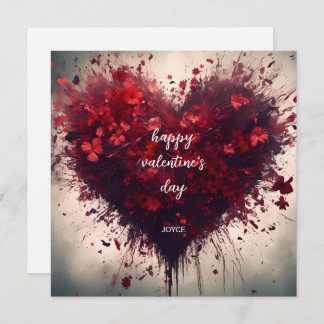 Carte Heureuse Sainte-Valentin - Fleurs rouges remplies
