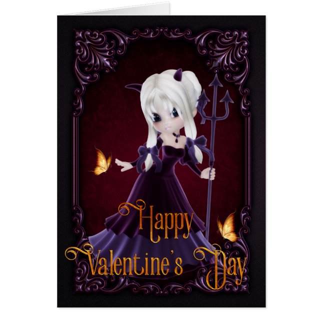 Carte Heureuse Sainte-Valentin Gothique Devil Girl (Devant)