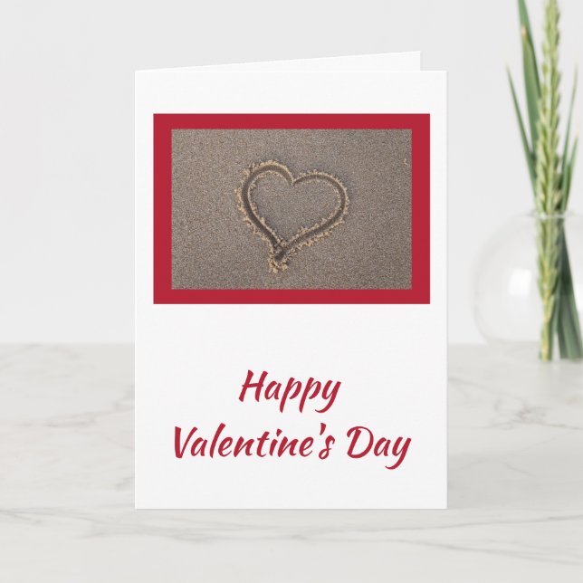 Carte Heureuse Sainte-Valentin Heart Beach Sand (Devant)