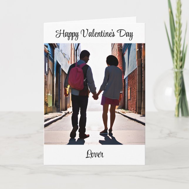 Carte Heureuse Sainte-Valentin, Lover Couple tenant Les  (Devant)