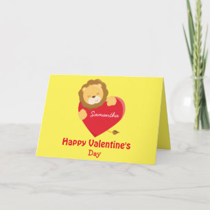 Carte Heureuse Sainte-Valentin Mon Fille Lion thème
