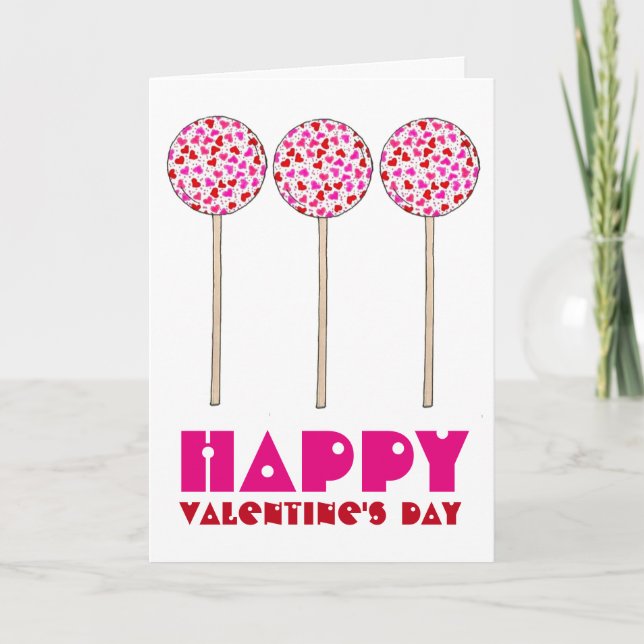 Carte Heureuse Sainte-Valentin Pink Heart Cake Pop (Devant)