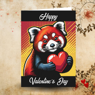 Carte Heureuse Sainte-Valentin   Pop Art Red Panda