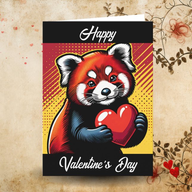 Carte Heureuse Sainte-Valentin | Pop Art Red Panda (Créateur téléchargé)