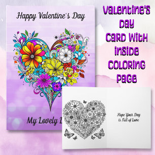 Carte Heureuse Sainte-Valentin pour elle   Page Couleur