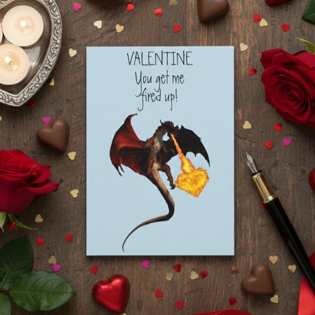 Carte Heureuse Sainte-Valentin Red Dragon Fire Heart (Créateur téléchargé)