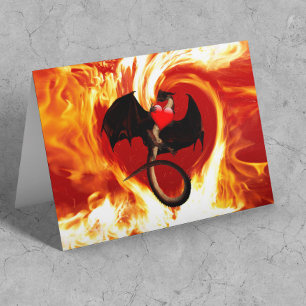 Carte Heureuse Sainte-Valentin Red Dragon Fire Heart