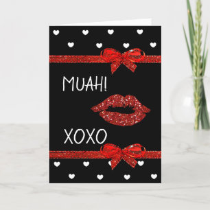 Carte Heureuse Sainte-Valentin Red Lips Kiss Muah