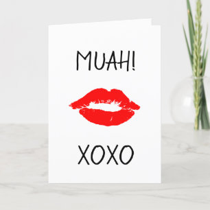 Carte Heureuse Sainte-Valentin Red Lips Kiss Muah