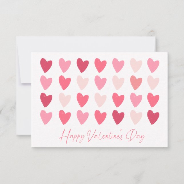 Carte Heureuse Sainte-Valentin Rows of Pink Hearts (Devant)