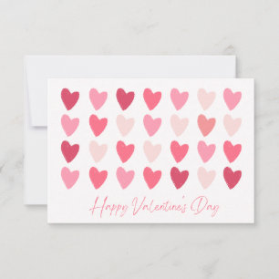 Carte Heureuse Sainte-Valentin Rows of Pink Hearts