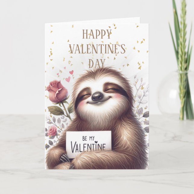 Carte Heureuse Sainte-Valentin Sloth (Devant)