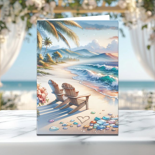 Carte Heureuse Sainte-Valentin | Vagues océaniques et ve (Créateur téléchargé)