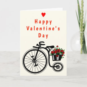 Carte Heureuse Sainte-Valentin Vélo Fleurs romanti